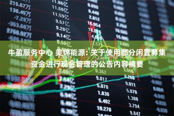 牛盈服务中心 美锦能源: 关于使用部分闲置募集资金进行现金管理的公告内容摘要